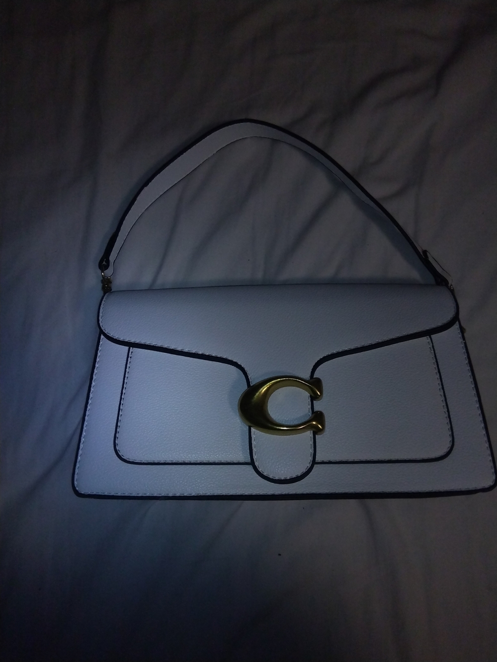 Coach White Shoulder Bag with Gold C Accent